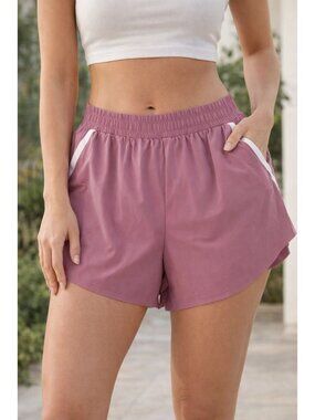 All in Motion size Large Woven High-Rise Shorts 3" Pink White NEW